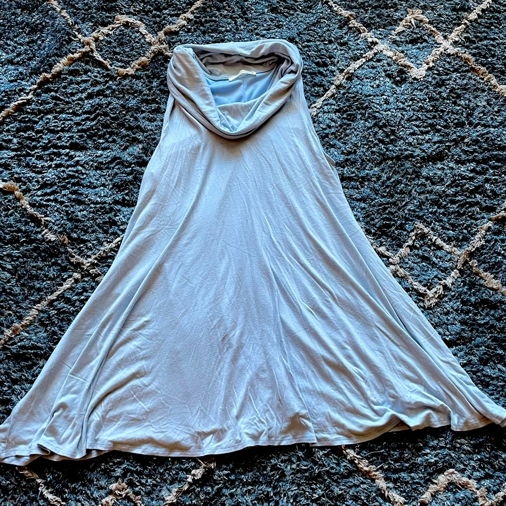 Cute baby blue sleeveless turtleneck tunic dress